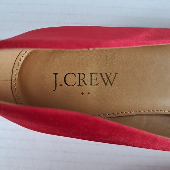 J Crew Embellished Flats Womens 6 Red Satin Pointed Toe Slip On Holiday Classic - Picture 2 of 12